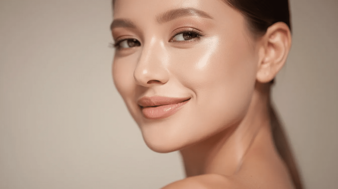 A woman with glowing, dewy skin appears relaxed and confident, showcasing her radiant complexion and healthy skin. This image highlights the benefits of a hydrafacial treatment, which can improve skin texture, address specific skin concerns, and provide a youthful glow.